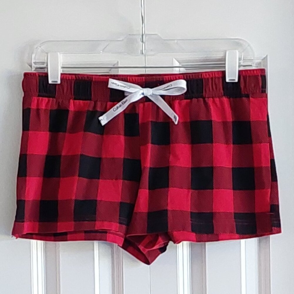 Calvin Klein Sleepwear Red & Black Checkered Sleep Shorts Women's Size M
